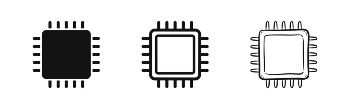 Computer CPU Processor Microchip and Technology Icon Set