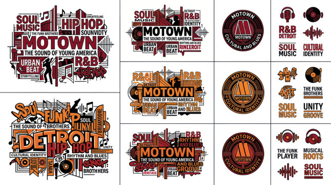 Motown Music Art: Soul, R&B, Hip Hop, Detroit, Urban Beat, Vintage Style