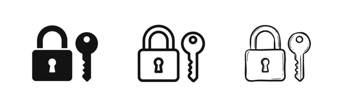 Padlock and Key Icon Set - Security, Privacy, and Data Protection Icons