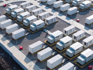 Obraz premium outdoor arrangement of energy storage container power station with neat layout