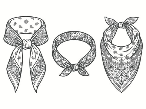 Set of bandanas with paisley pattern