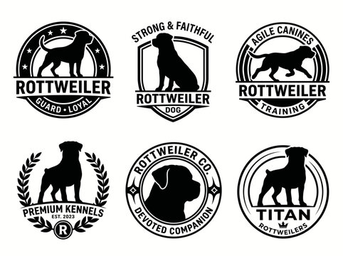 Set of rottweiler dog logos and emblems