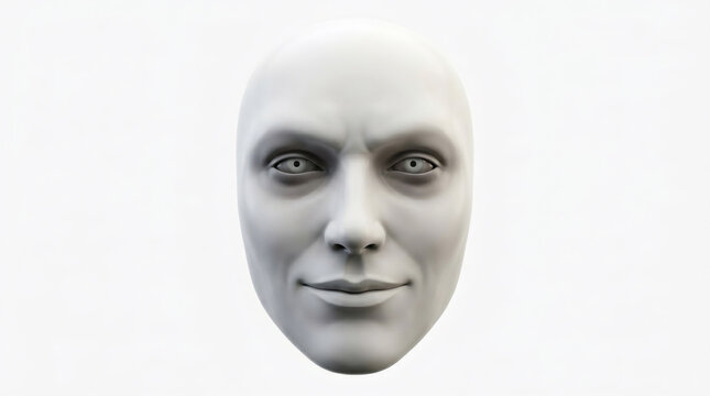 Abstract 3D rendered human face mask with neutral expression