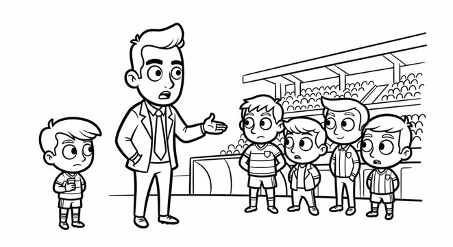 Teacher instructing young students in classroom setting cartoon.