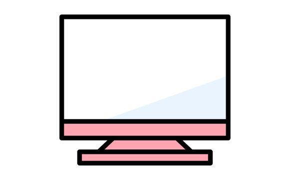 デスクトップパソコンのアイコン。ビジネスで使える液晶モニターイラスト。