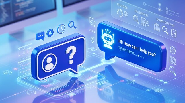 Ai chatbot customer support interface with digital network background