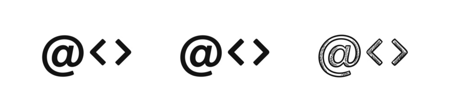 Email and Code Brackets Programming Icon Set