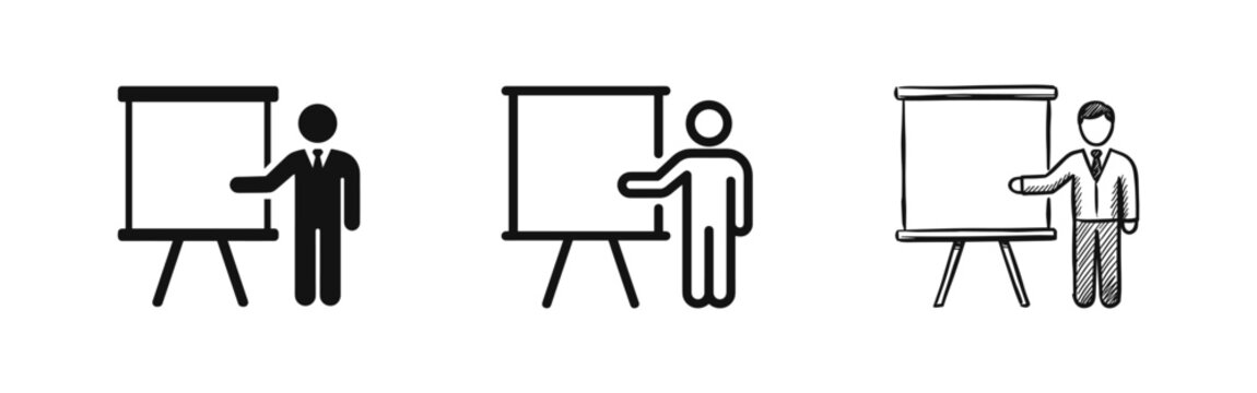Business Presentation and Speaker Icon Set