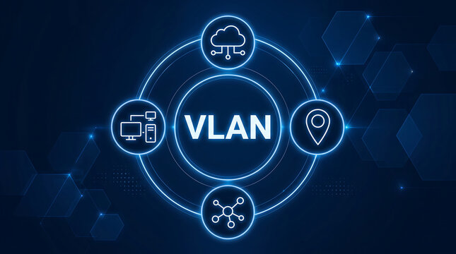 Business person working on virtual touch screen push acronym: VLAN. Virtual Local Area Network (VLAN) Computer Internet Information Technology 
