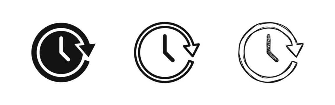 History and Backup Clock Icon Set