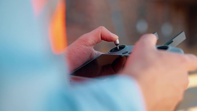 Construction, review or hands outdoor with drone, structure or architecture check with progress tracking. Back, man or engineer with tech, safety monitor or industrial evaluation in remote inspection