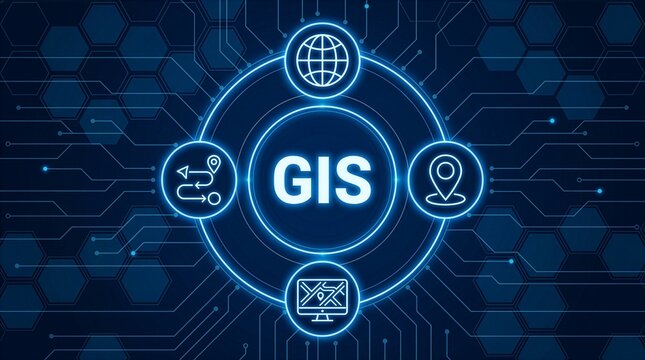 GIS acronym, Geographical information system concept, technology and system designed to capture, store, analyze, manage, and present spatial or geographic data.