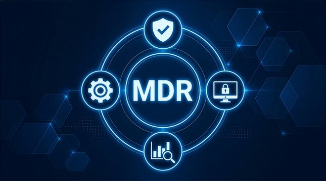 MDR Managed Detection and Response software concept, providers proactively monitor their customers networks, endpoints, and other IT resources for security