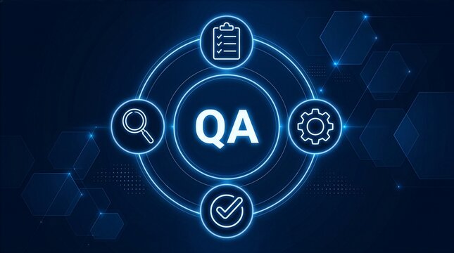 Quality assurance software flow, QA software, testing tools, checklist QA, quality control.