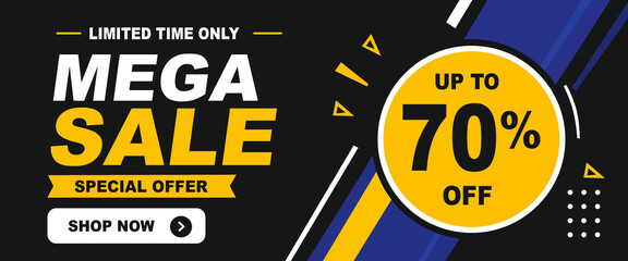 Fototapeta premium Black Super Sale 70 Percent Off Ecommerce Banner