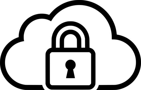 Secure Cloud Storage Padlock Icon for Data Privacy, Network Protection, Cybersecurity, and Encrypted Digital Access