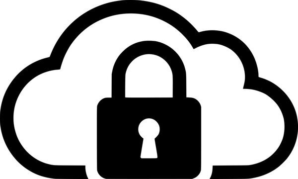 Secure Cloud Storage Padlock Icon for Data Privacy, Network Protection, Cybersecurity, and Encrypted Digital Access