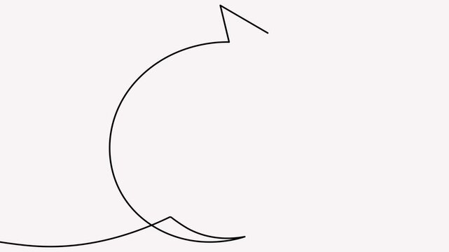 Arrow continuous line art 4K animation video with seamless directional motion loop