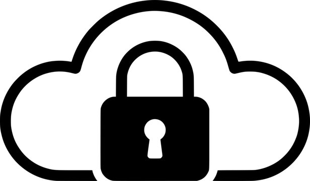 Secure Cloud Storage Padlock Icon for Data Privacy, Network Protection, Cybersecurity, and Encrypted Digital Access