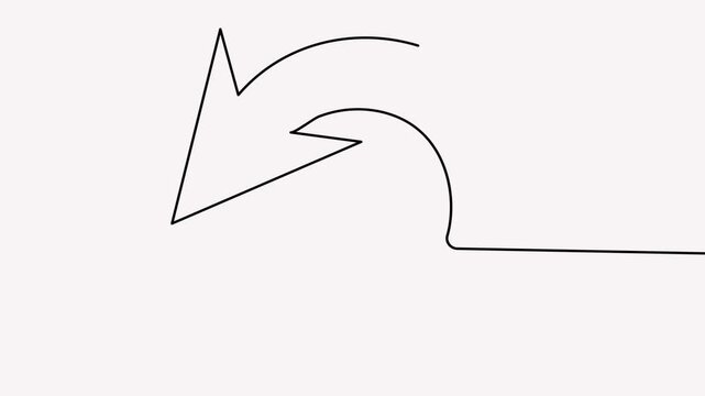Arrow continuous line art 4K animation video with seamless directional motion loop