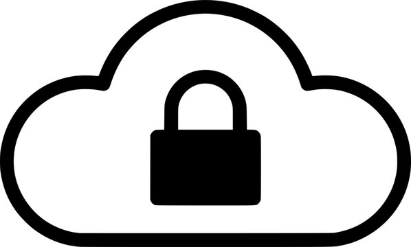 Secure Cloud Storage Padlock Icon for Data Privacy, Network Protection, Cybersecurity, and Encrypted Digital Access