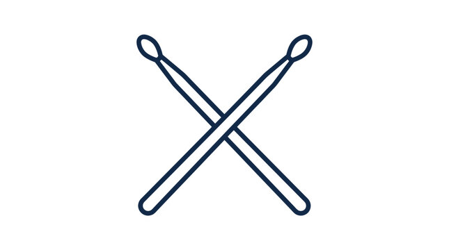 Crossed Drumsticks Icon, Minimalist Outline Design, Music Symbol