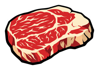 Fototapeta premium Raw ribeye steak vector illustration. Showing fresh, delicious beef cut with intricate marbling for recipes, protein, and food themes