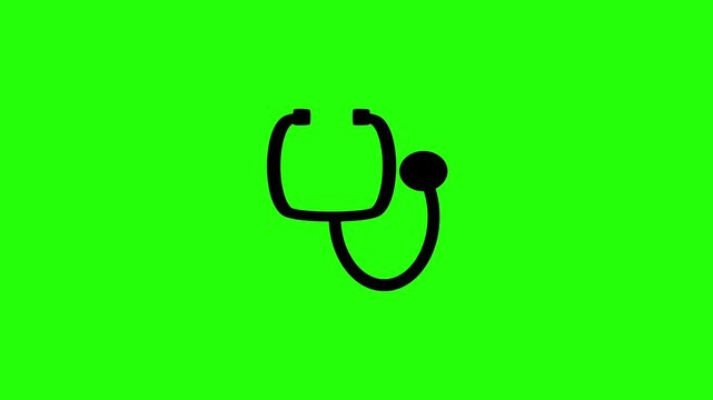 4K horizontal layout featuring a clean silhouette of a professional clinical doctor stethoscope tool bouncing smoothly. Tactical popup icon for health check.