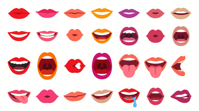 Collection of various colorful mouth expressions.