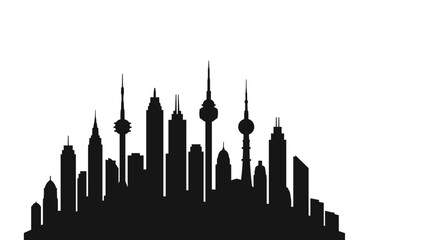 Fototapeta premium Modern City Skyline Silhouette Buildings Towers Architecture.