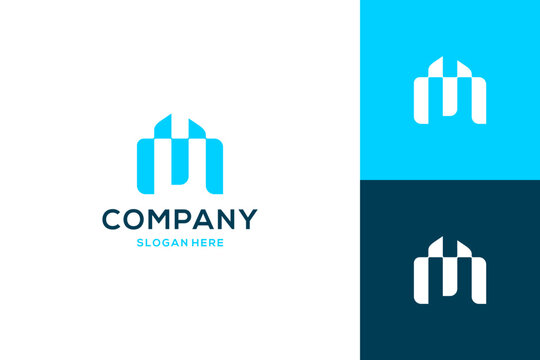 m initial logo design vector template