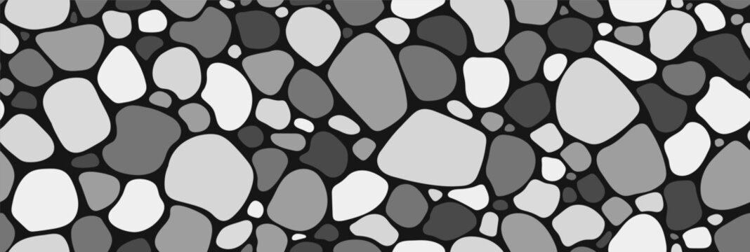 Cobblestone pavement texture featuring natural stone pattern. Seamless pebble mosaic design for walkway, garden path, or outdoor floor with authentic masonry appeal. Vector illustration