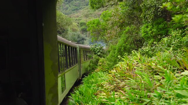 Old heritage railroad with a historic train in South Brazil jungle hills, Serra do Mar, Brazil
