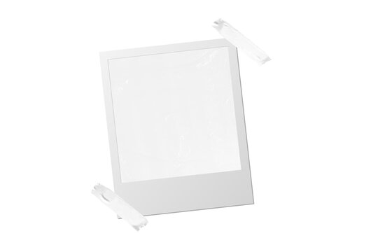 Vintage photo frame card with textured paper and adhesive tape, isolated on transparent PNG background