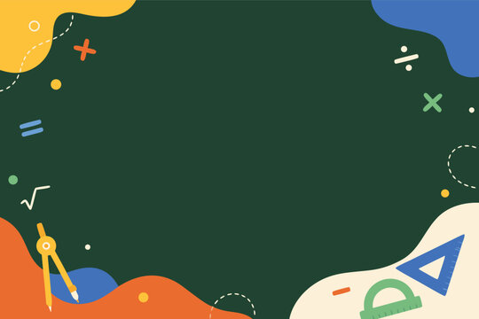 Abstract Education Vector Background Featuring Large Blank Chalkboard Texture with Floating Mathematical Symbols and Equations, Creative Learning and Academic Study Concept Illustration.