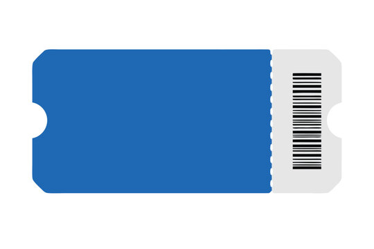 Blank generic event ticket template with barcode stub for concert sports theater or cinema mockup. Modern flat vector illustration for ticket booking pass entry invitation or coupon design.