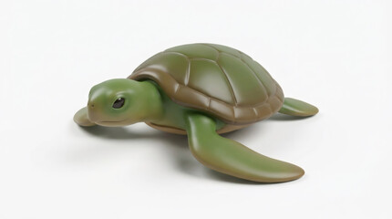 Naklejka premium Green plastic turtle toy on white background