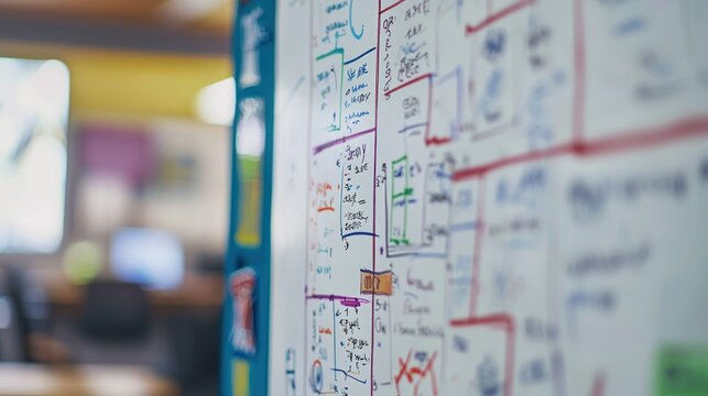 A sports tournament bracket drawn on a whiteboard with teams advancing