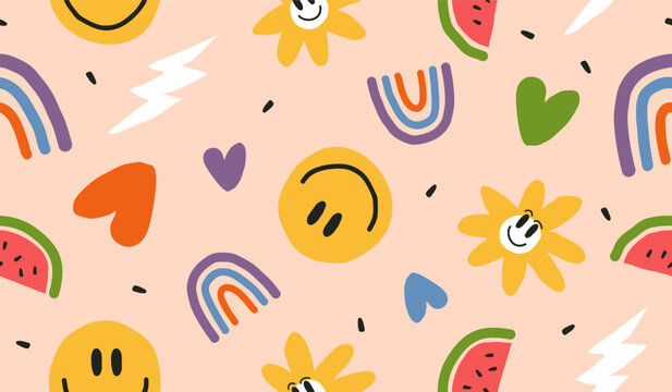 Cute doodle pattern background vector design