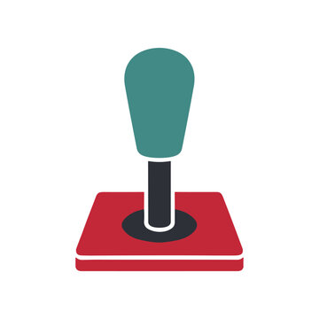 Red arcade button with green top.