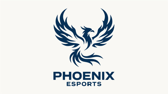 Phoenix esports gaming mascot logo vector dynamic flying firebird emblem design shield icon for sports tournament league team