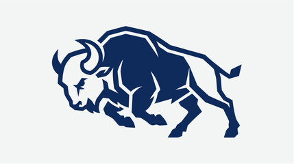 Fototapeta premium Charging buffalo mascot logo vector dynamic running bison bull emblem design for sports team automotive power speed brand