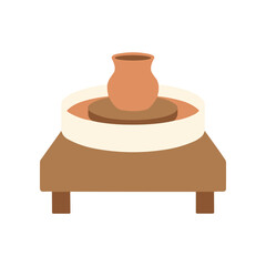 Pottery wheel with clay vase. © wahyu
