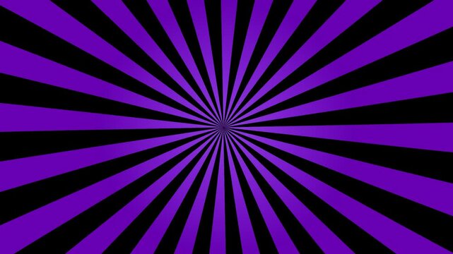 Purple and black Comic book style sunburst radial rays pop art background loop. Bright sunburst retro looping animation. Sunburst lines rotating with spinning retro vignette ray	