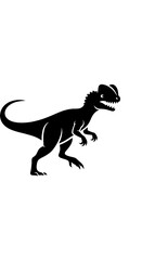 Fototapeta premium Black silhouette of a Dilophosaurus dinosaur icon on white background.