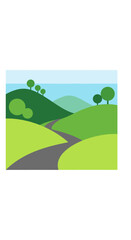 Fototapeta premium Scenic Winding Road Through Rolling Green Hills Landscape