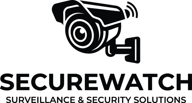 CCTV security camera logo with 'SECUREWATCH' text and slogan