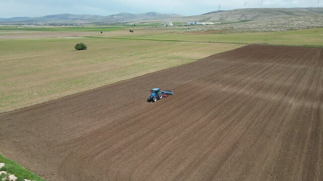 Large fields with a drone_Green fields_Agricultural lands_4K