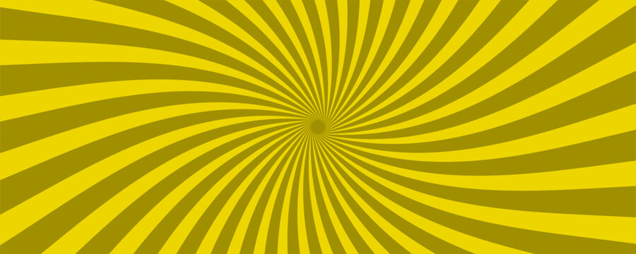 Retro yellow comic style background with concentrated lines and sun rays pattern.