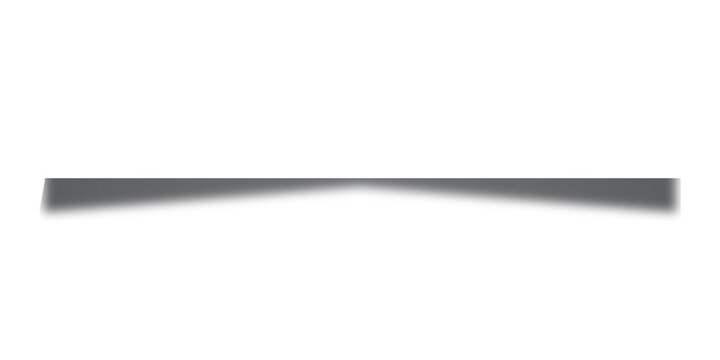 Abstract horizontal divider with soft shadow effect isolated on transparent background